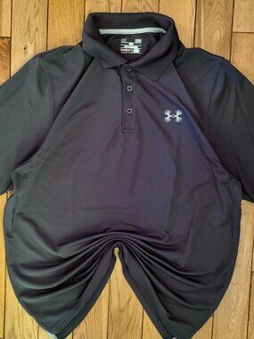 Under Armour Golf Polo Men's Large Loose Dri-fit Gray Tennis Pickleball Outdoor